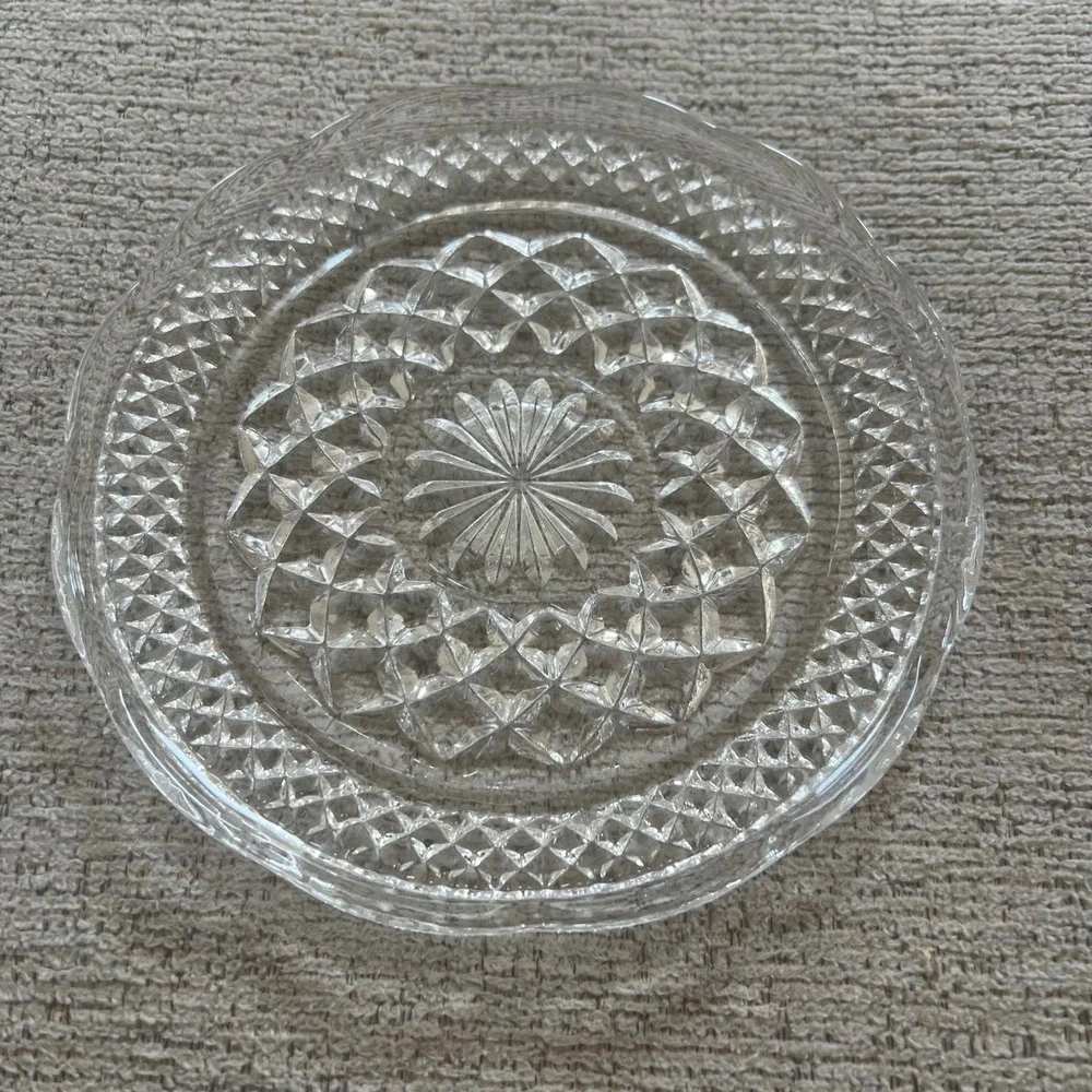 Vintage Anchor Hocking Wexford Glass Scalloped Diamond Point Small‎ Plate 6